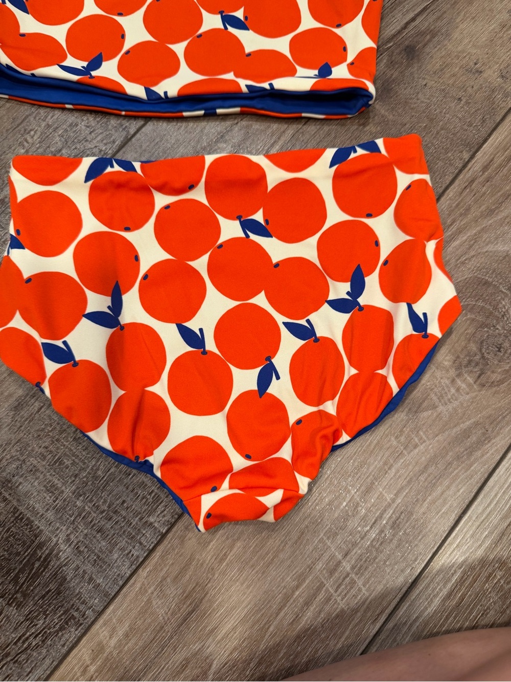 Hanna Andersson Reversible Orange π/Blue Bikini Set Size 6-7 - Picture 2 of 6